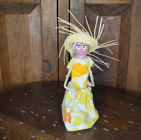 Handcrafted Doll with Yellow Floral Dress - Picture 8 of 11